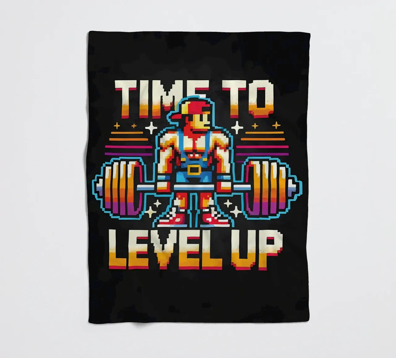 Time To Level Up, Gym Gamer, Workout Gaming fleece blanket by Delaplane
