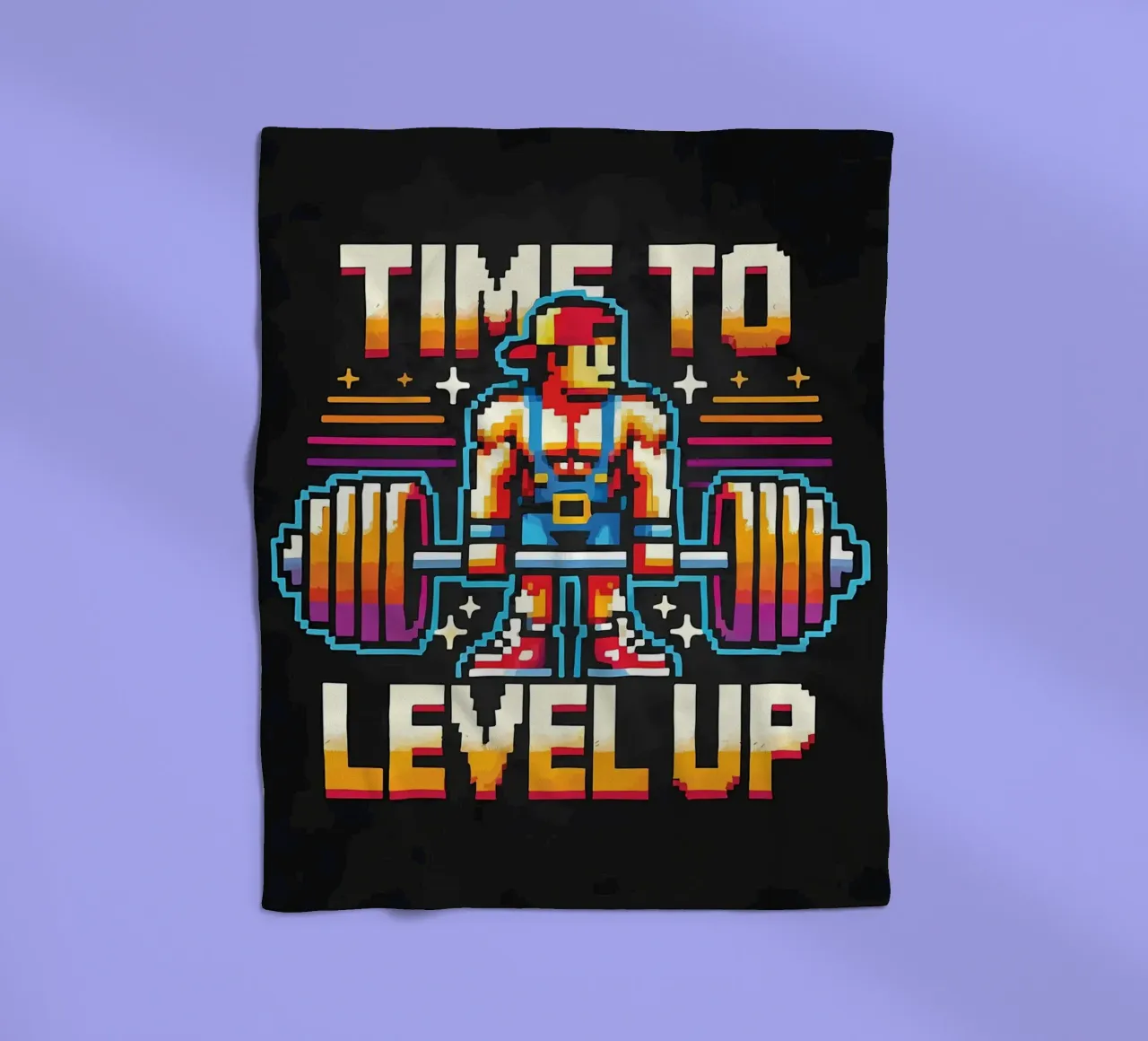Time To Level Up, Gym Gamer, Workout Gaming fleece blanket by Delaplane