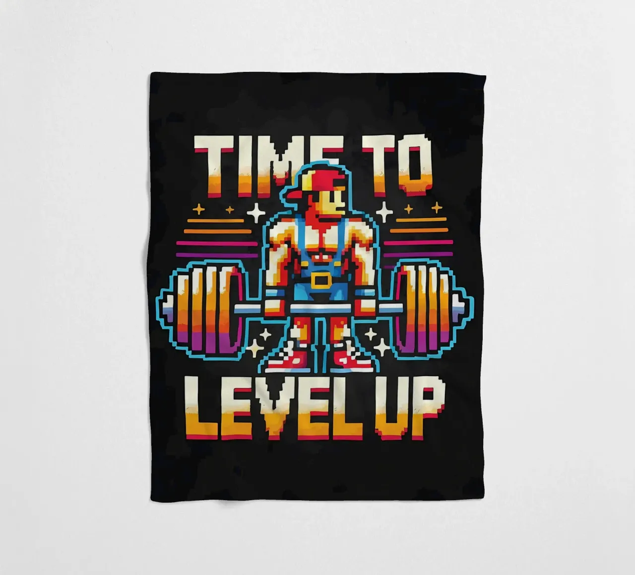 Time To Level Up, Gym Gamer, Workout Gaming fleece blanket by Delaplane