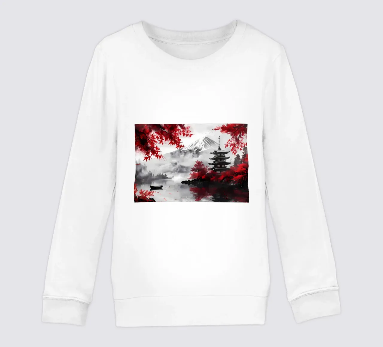 Mount Fuji Landscape Ink kids sweatshirt by Ginnery