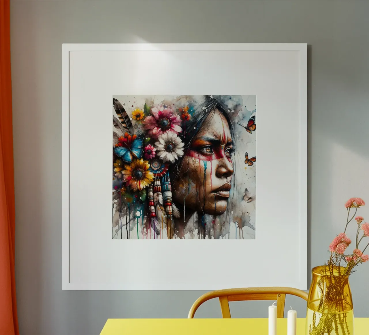 Acquerello Donna nativa americana poster da Chromatic Fusion Studio