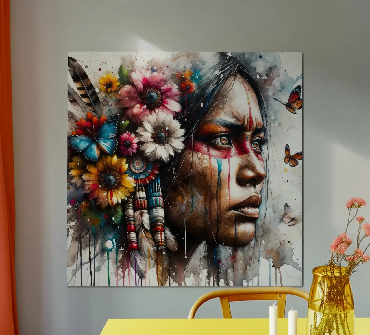 Acquerello Donna nativa americana poster da Chromatic Fusion Studio