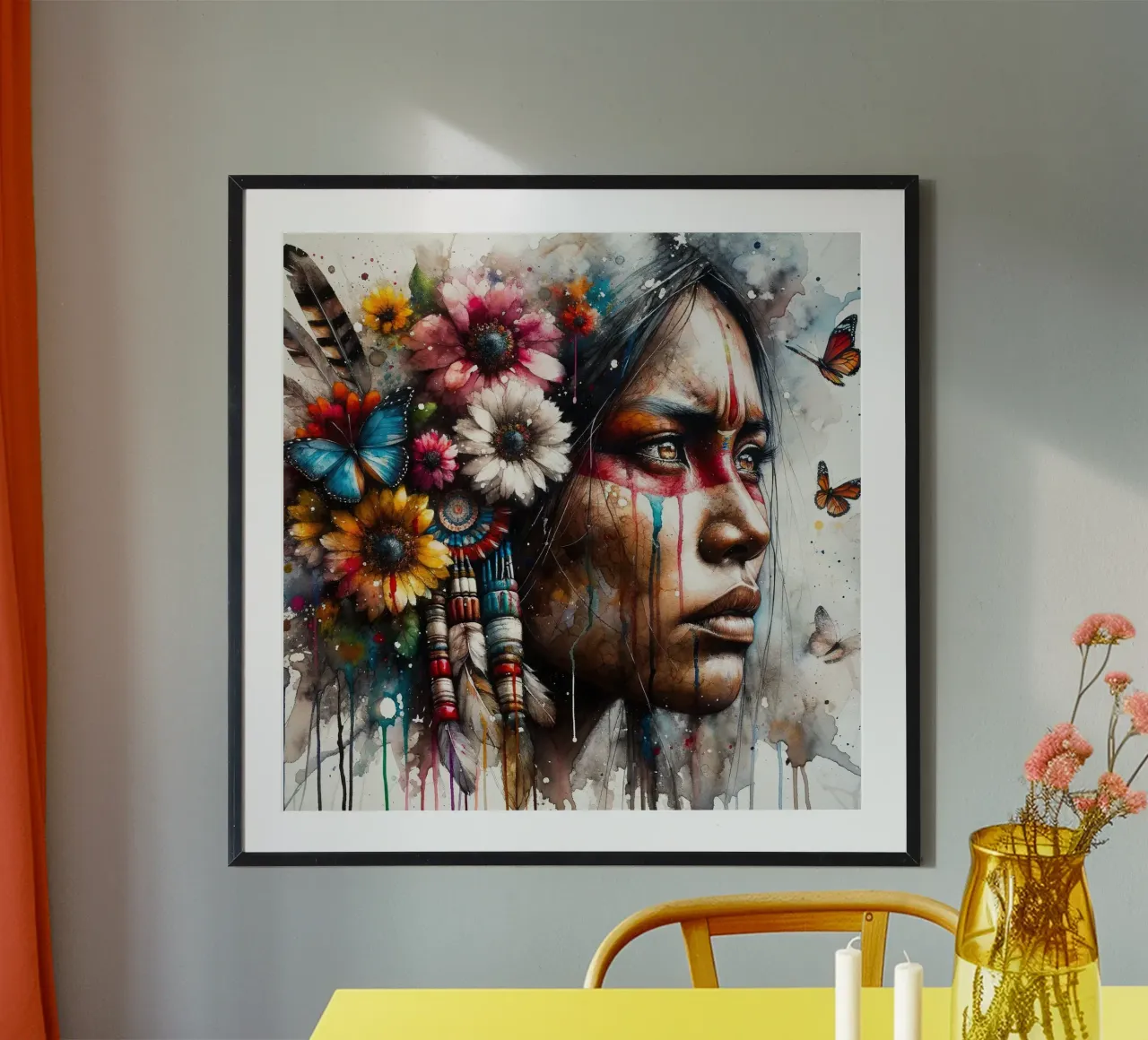 Acquerello Donna nativa americana poster da Chromatic Fusion Studio