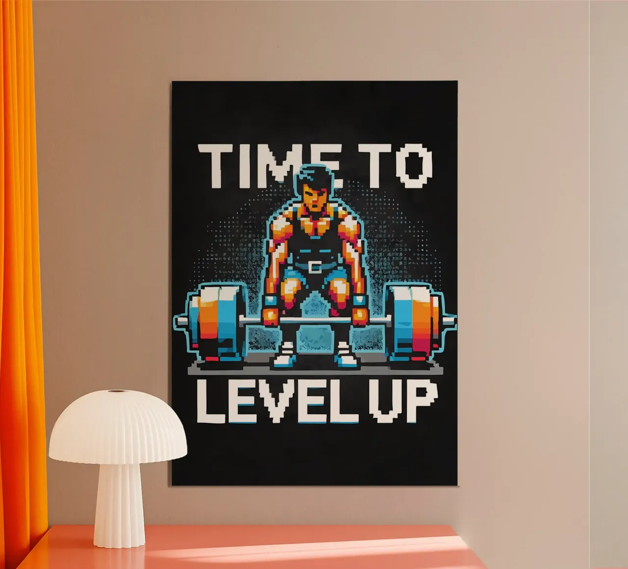 È il momento di salire di livello nell'allenamento della palestra per videogiocatori poster con telaio in legno da Delaplane