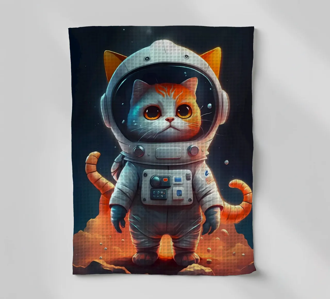 Astronaut Space Cat tea towel by Mikesell