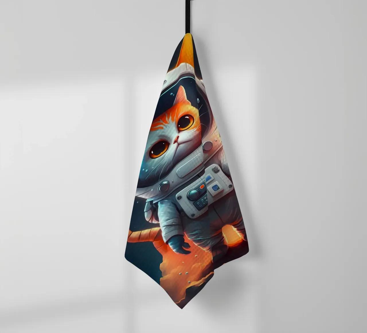 Astronaut Space Cat tea towel by Mikesell