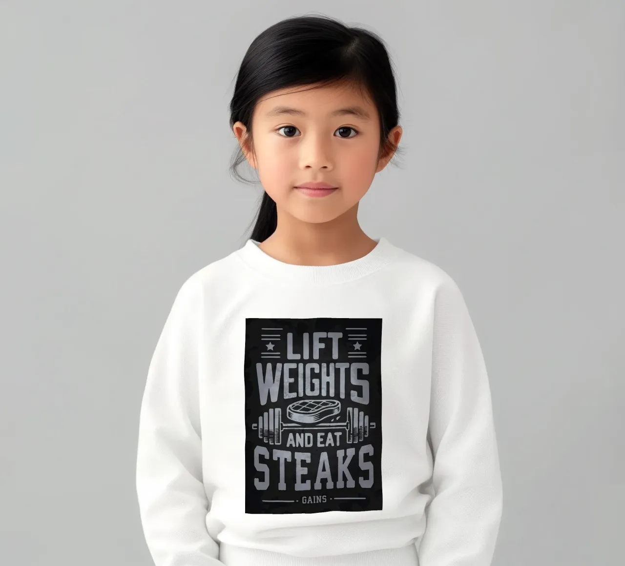 Levantar pesas y comer filetes sudadera para niño de Delaplane
