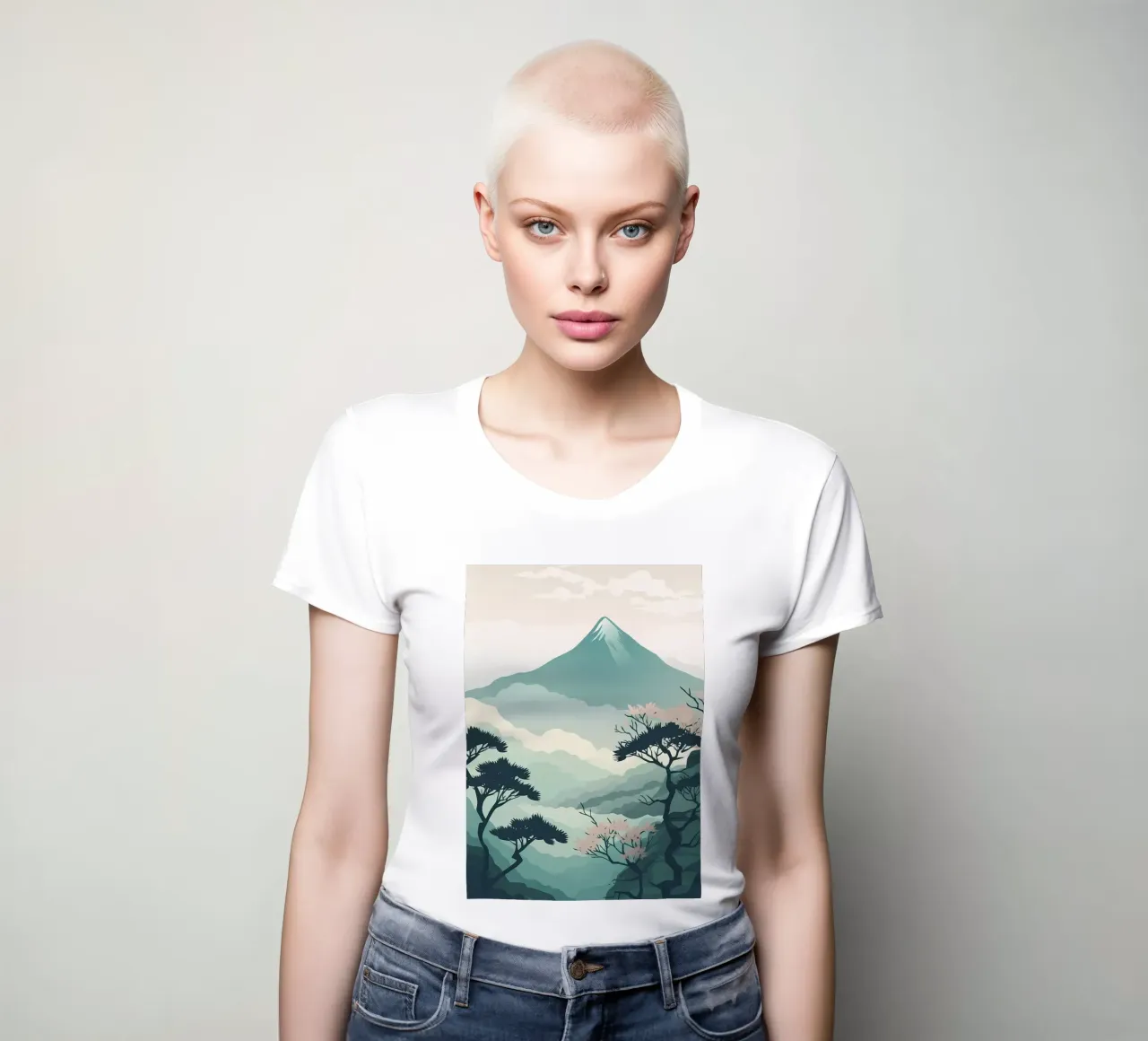 Japan Landscape Painting women's fitted t-shirt by Mikesell