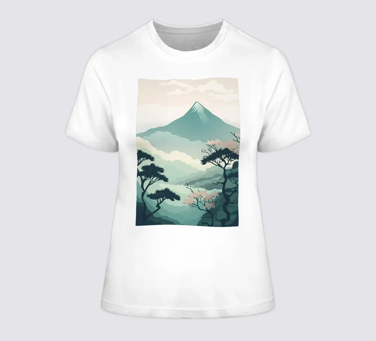 Japan Landscape Painting women's fitted t-shirt by Mikesell