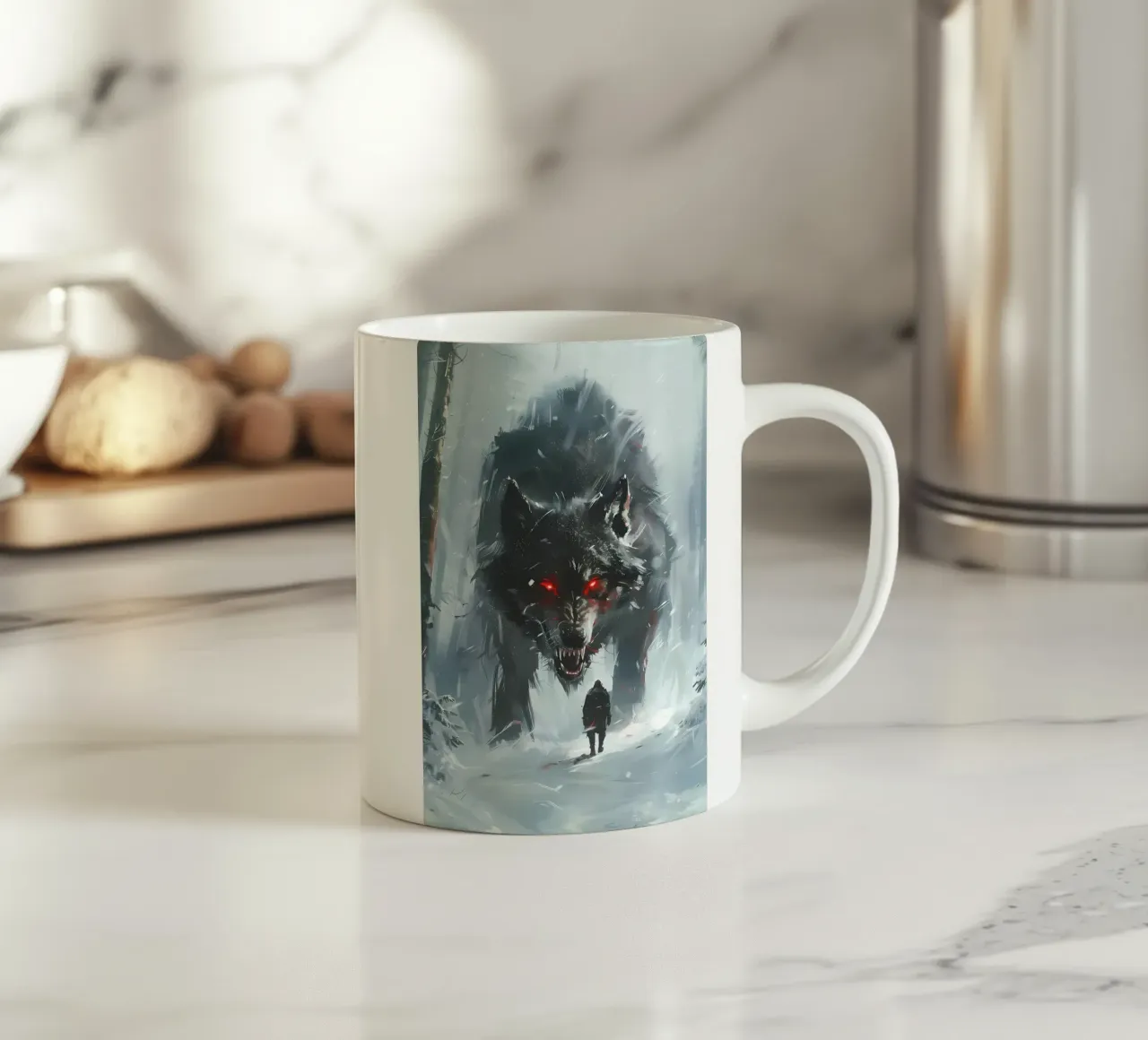 Lupo vichingo Fenrir tazza in ceramica da Ginnery