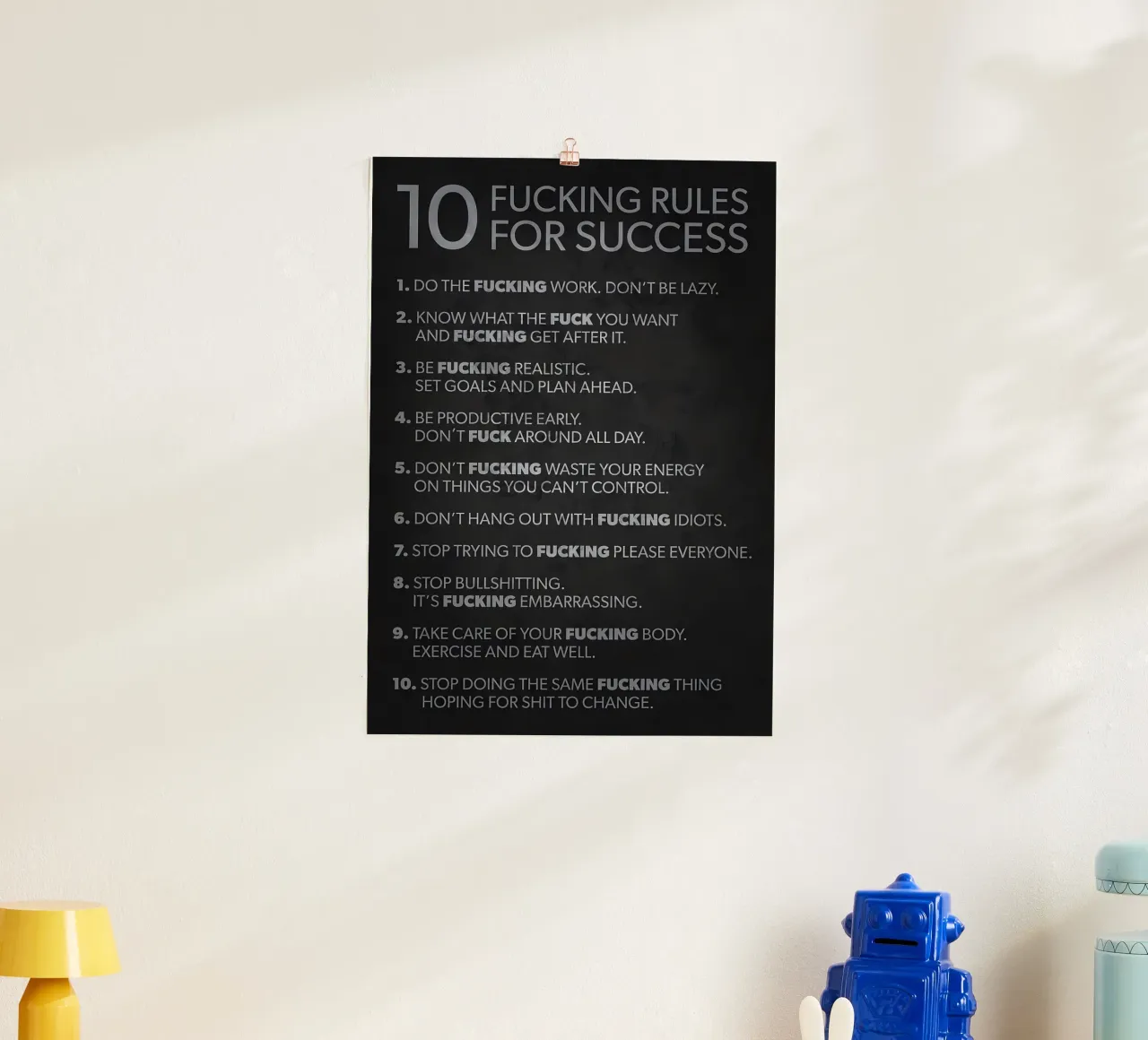 10 Rules For Success poster with wooden frame by Delaplane
