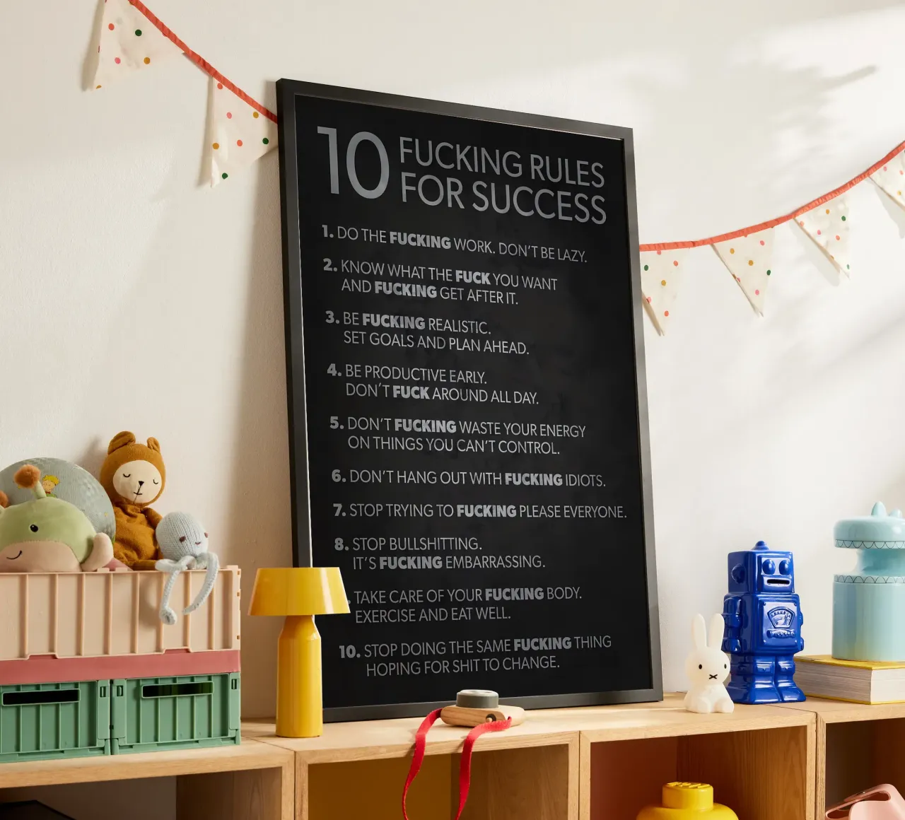 10 Rules For Success poster with wooden frame by Delaplane