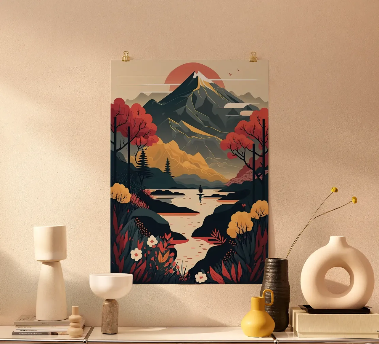 Giappone Pittura di paesaggio poster da Mikesell