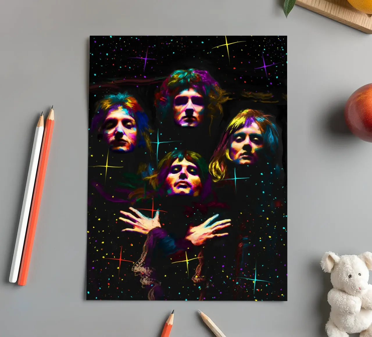 Groupe Queen, pop art coloré planche autocollant de Hantamrata