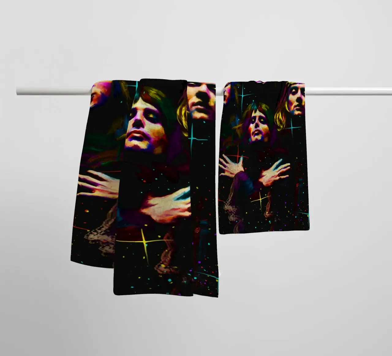 Banda Queen, pop art colorata asciugamano da bagno da Hantamrata