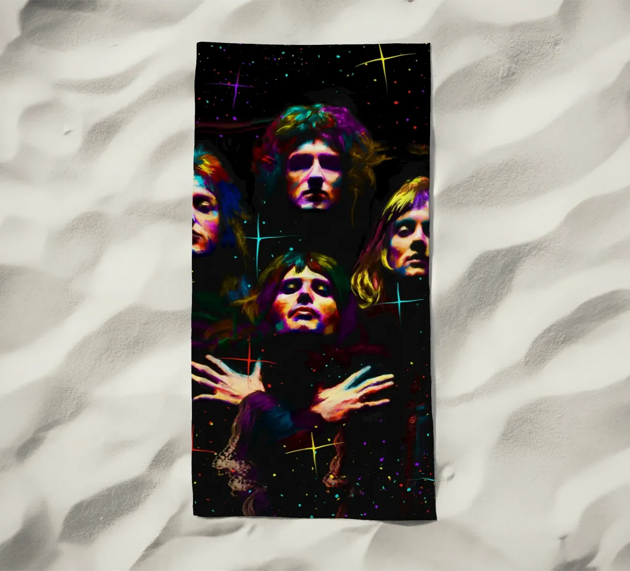 Banda Queen, pop art colorata telo mare da Hantamrata
