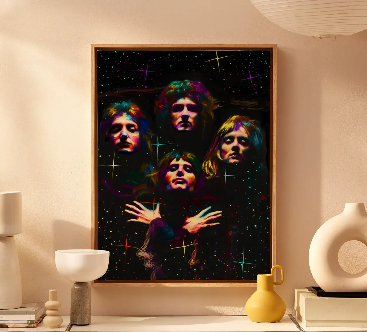 Banda Queen, pop art colorata tela con Cornice a cassetta da Hantamrata