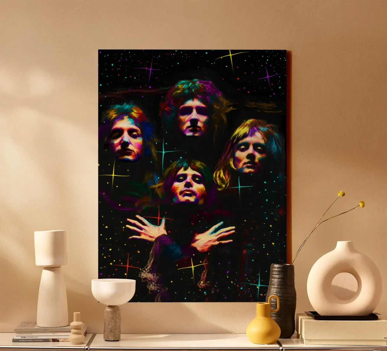 Banda Queen, pop art colorata tela con Cornice a cassetta da Hantamrata