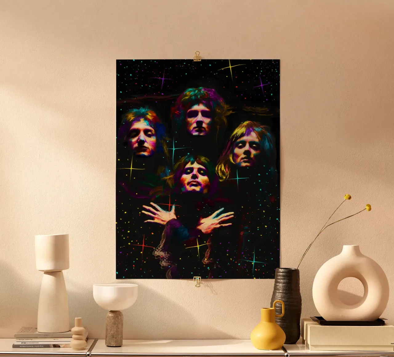 Groupe Queen, pop art coloré hahnemühle de Hantamrata