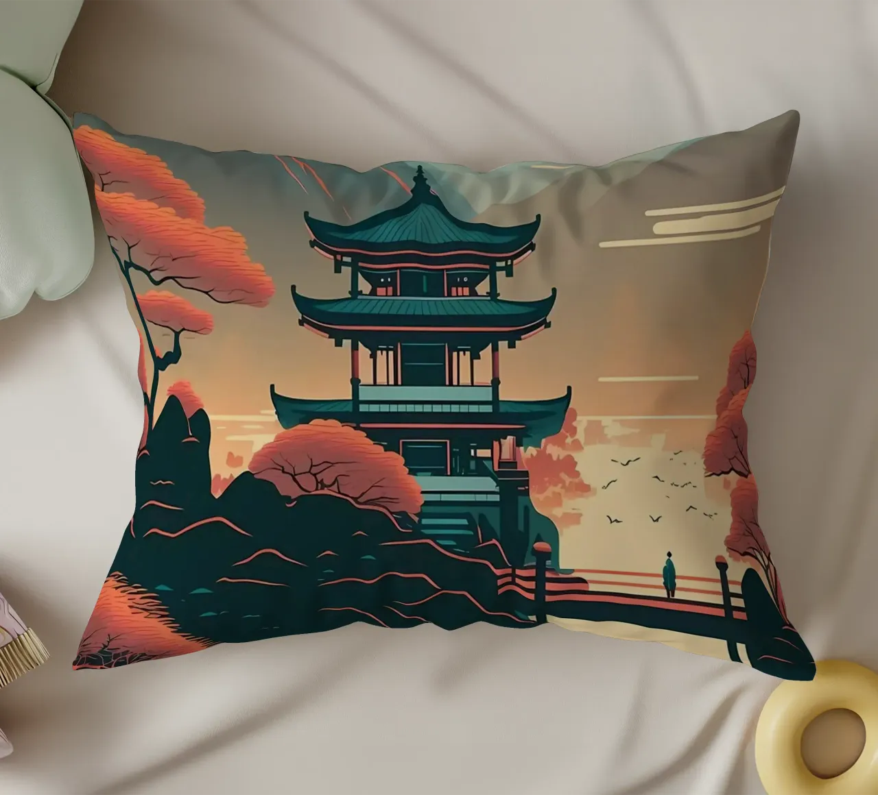 Japan Landscape Painting decorative cushion by Mikesell