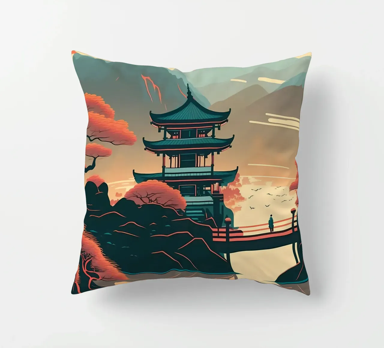 Japan Landscape Painting decorative cushion by Mikesell