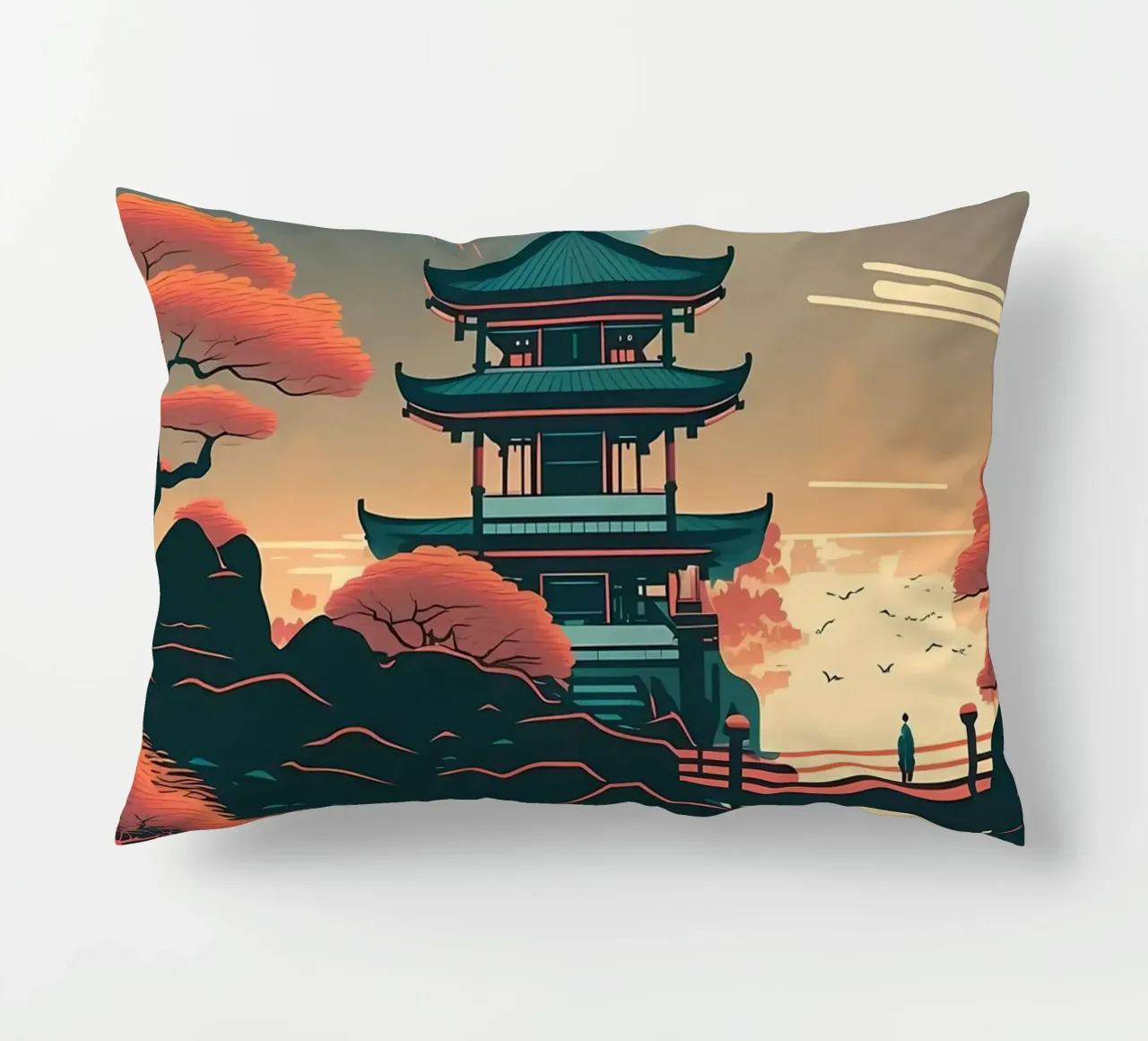 Japan Landscape Painting decorative cushion by Mikesell