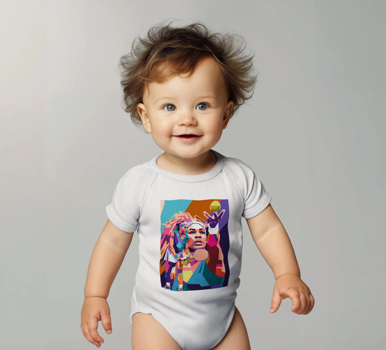 Serena Williams on WPAP art style short-sleeve baby romper by Hantamrata