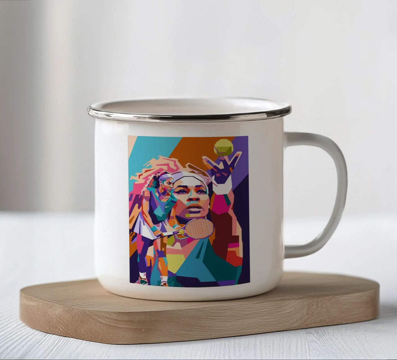 Serena Williams on WPAP art style enamel mug by Hantamrata