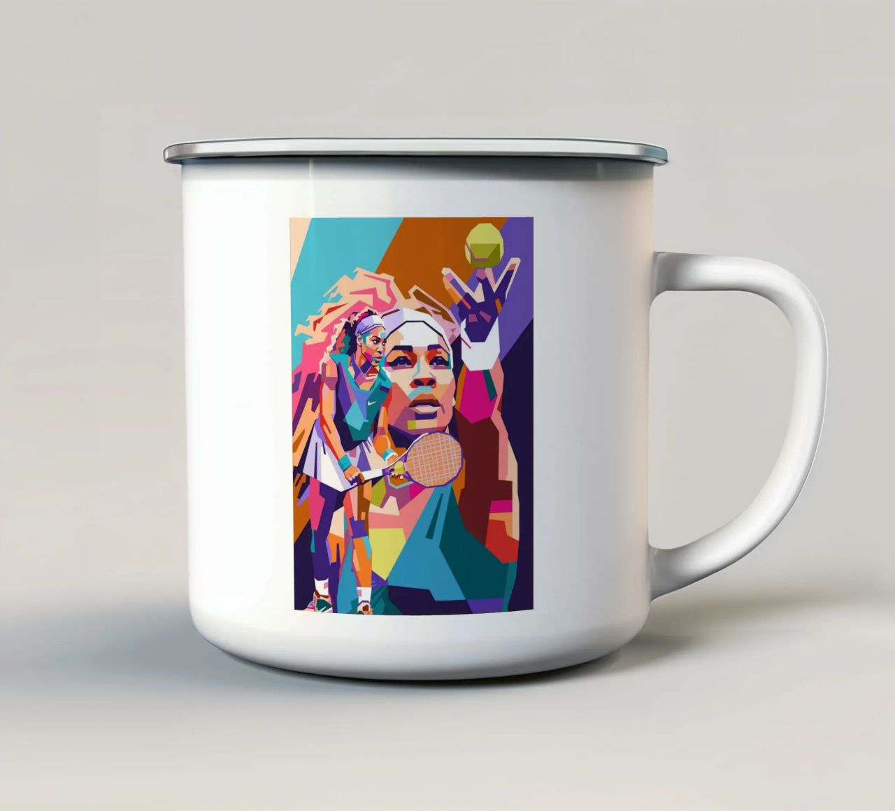 Serena Williams on WPAP art style enamel mug by Hantamrata