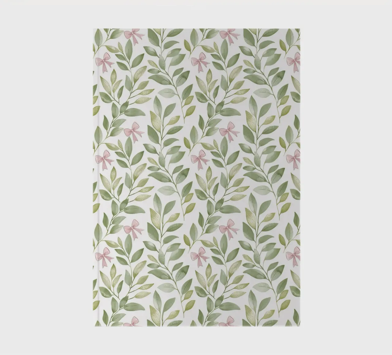 Boho Leaves Pink Bow Spring Greenery Botany Nature Motifs notebook by Gentle Echoes Art