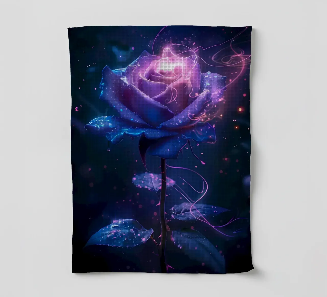 Cosmic Rose Flower tea towel by Ginnery
