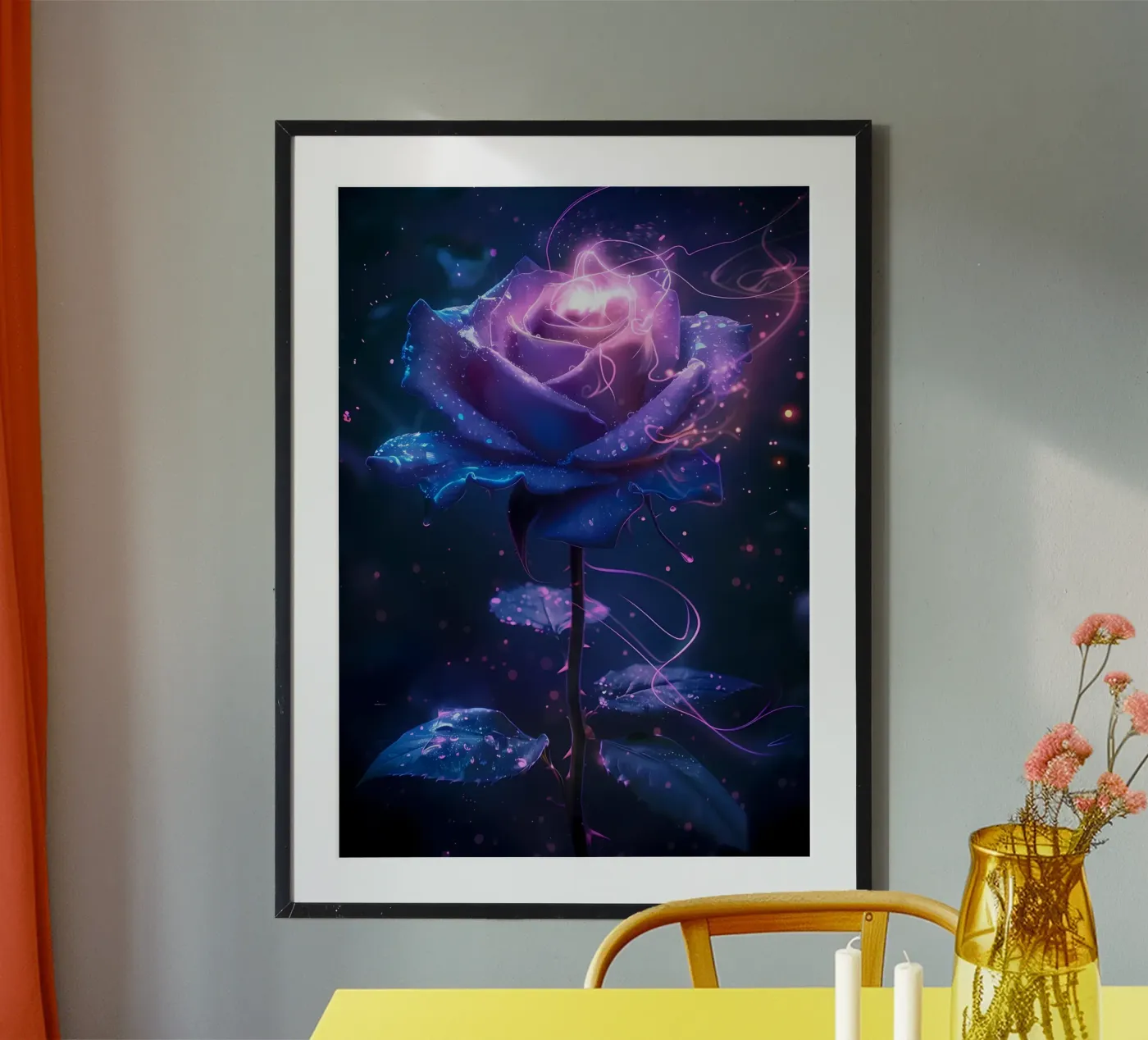 Kosmische Rozenbloem poster van Ginnery