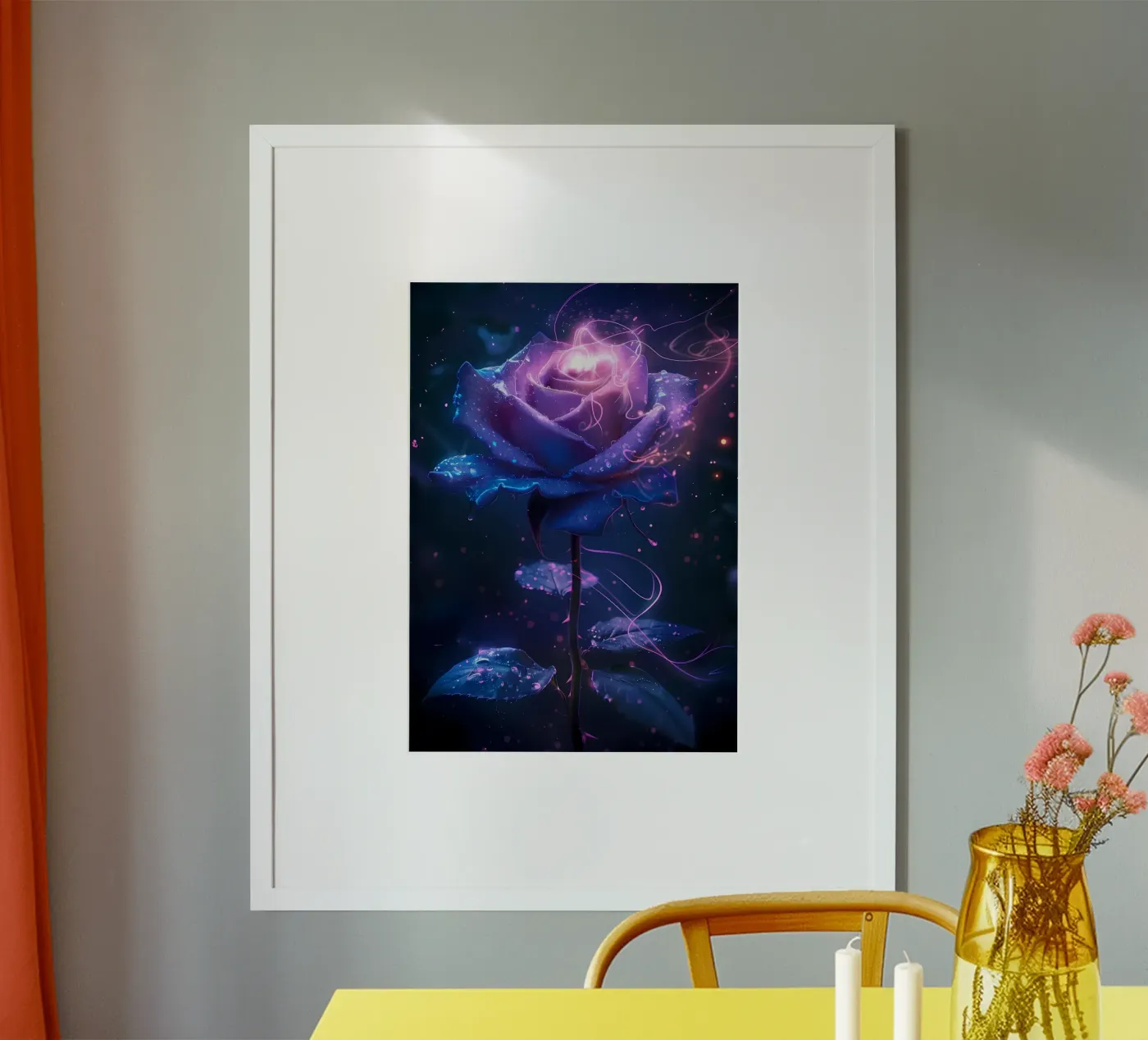Kosmische Rozenbloem poster van Ginnery