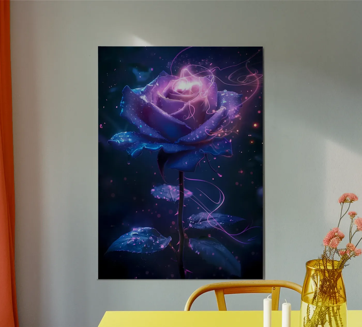 Kosmische Rozenbloem poster van Ginnery