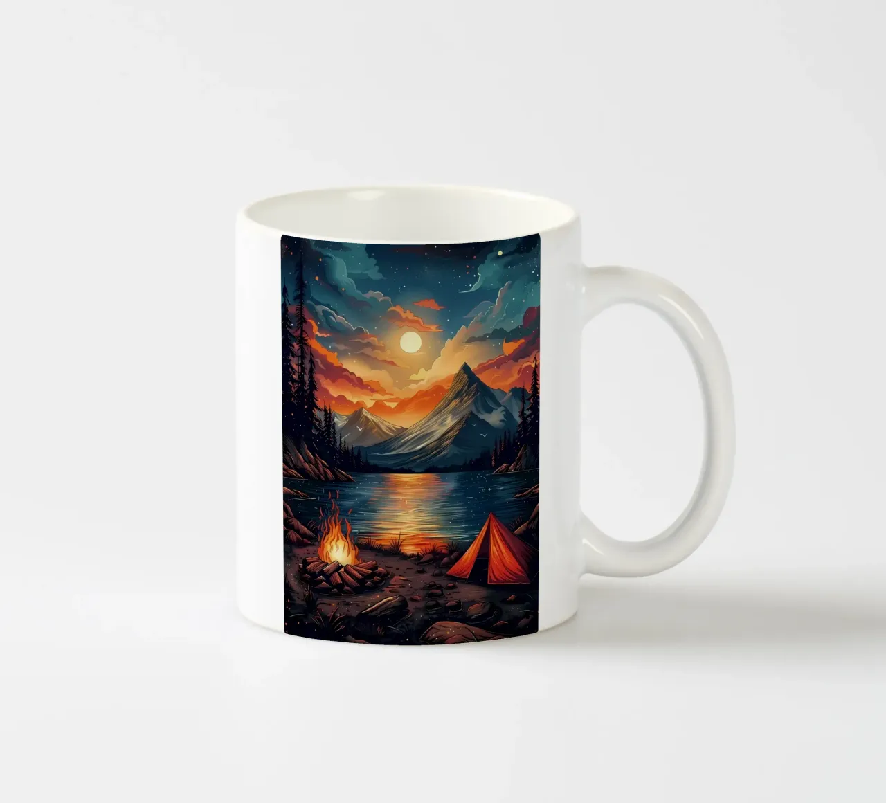 Campeggio in montagna con falò tazza in ceramica da Ginnery