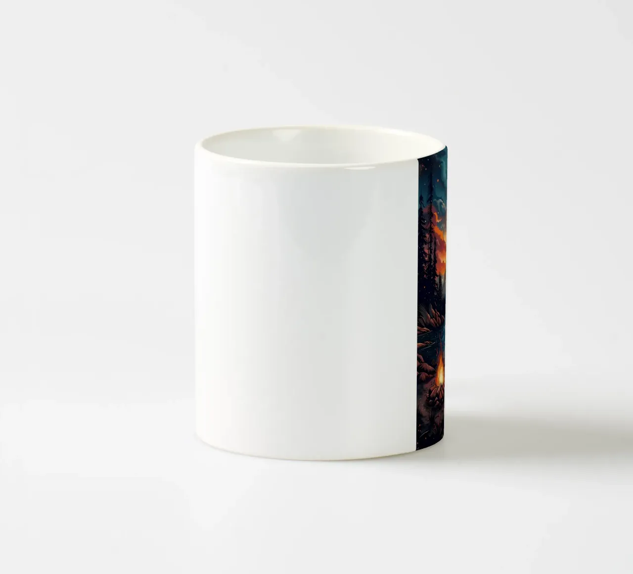 Campeggio in montagna con falò tazza in ceramica da Ginnery