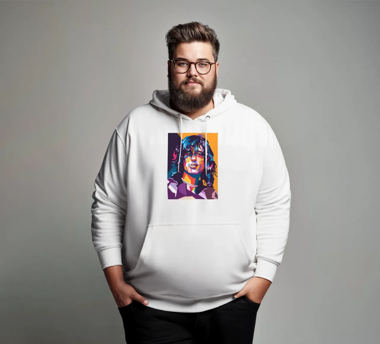 Jimmy Page sullo stile artistico di WPAP felpa con cappuccio da Hantamrata