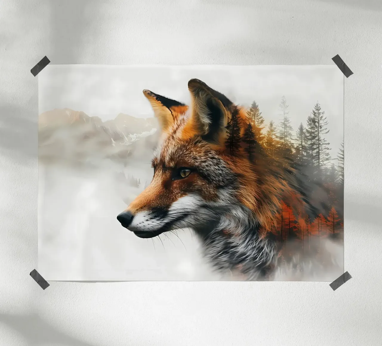 Volpe Natura poster con telaio in plastica da Ginnery