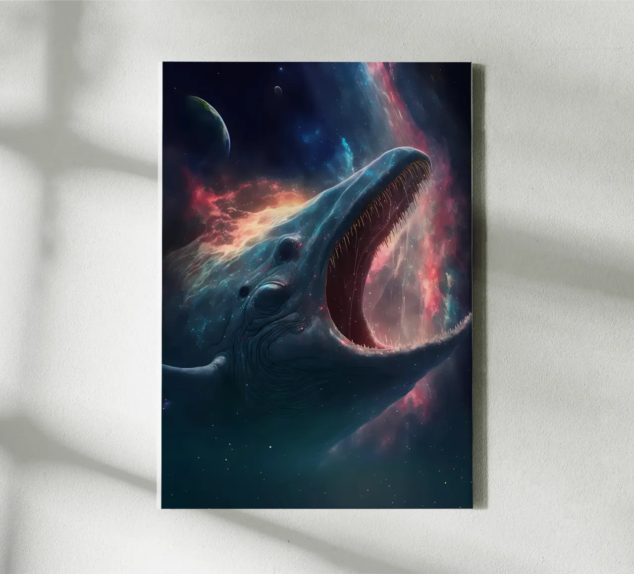 blauwe ruimtewalvis canvas met Baklijst van Mikesell