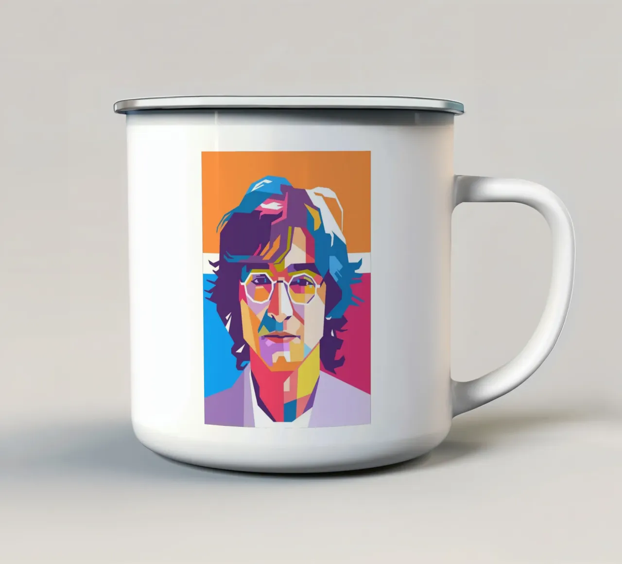 John Lennon über den WPAP-Kunststil Emaille Tasse von Hantamrata