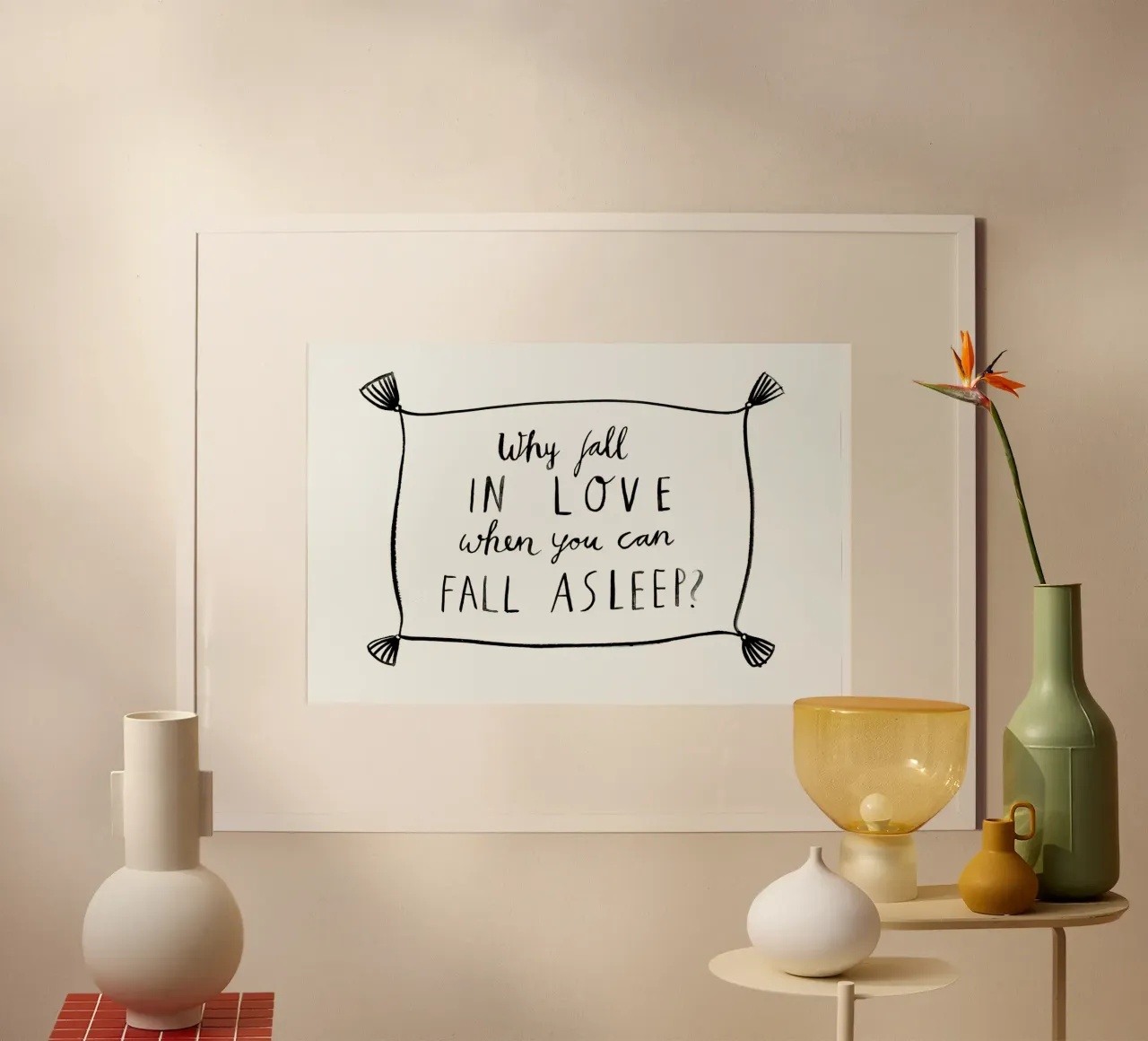 Fall Asleep poster con telaio in alluminio da typealive