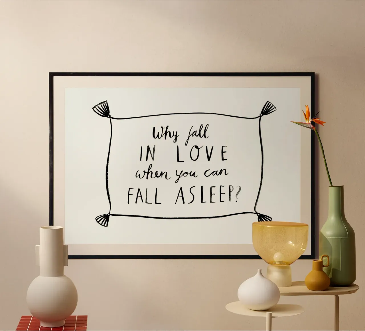 Fall Asleep poster con telaio in alluminio da typealive