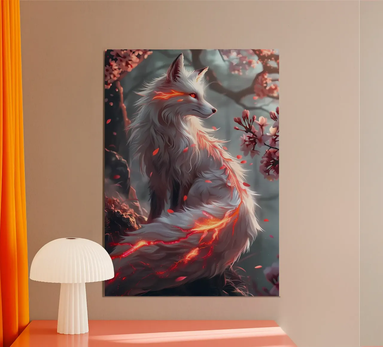Volpe Sakura Kitsune poster con telaio in plastica da Ginnery