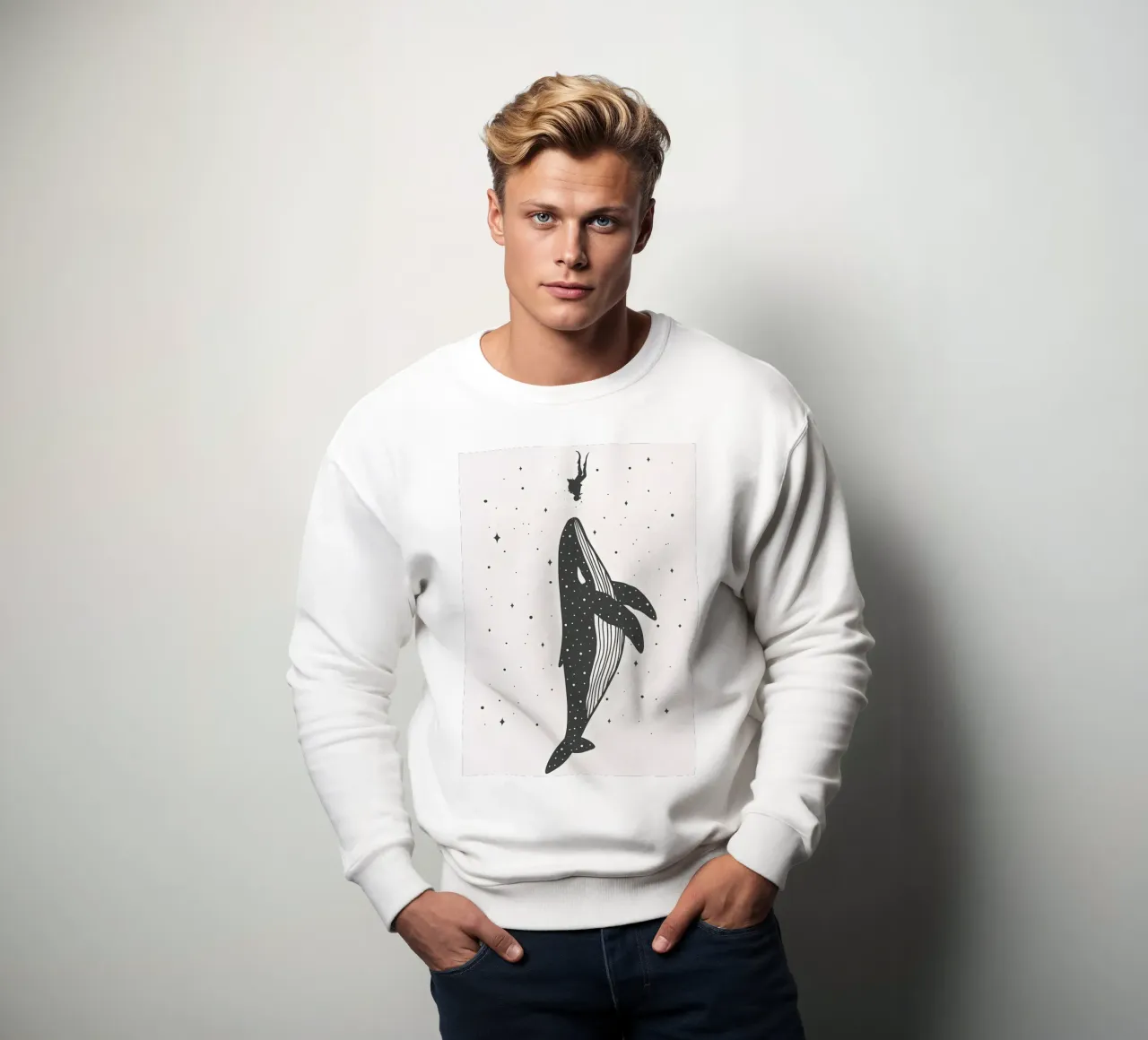 space whale sweatshirt by Mikesell