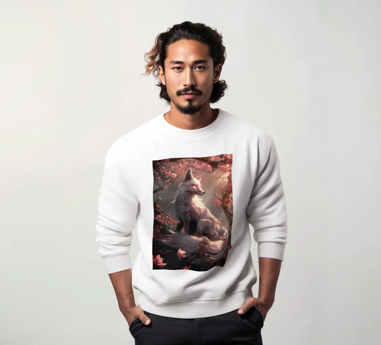 Sakura Kitsune Fox sweatshirt by Ginnery