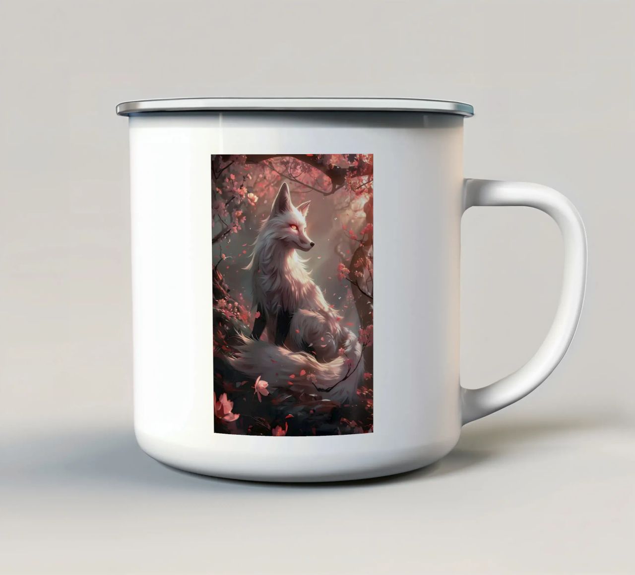 Volpe Sakura Kitsune tazza in smalto da Ginnery