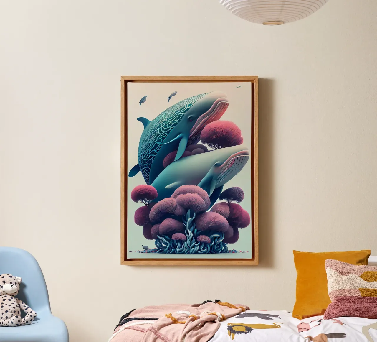Whale Shark Portrait canvas with Floater frame by Mikesell