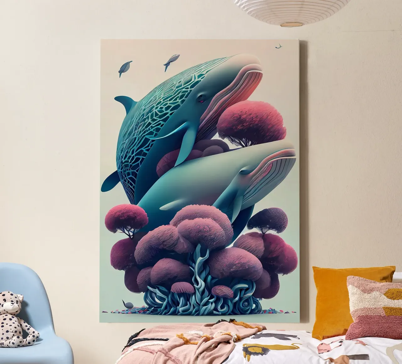 Whale Shark Portrait canvas with Floater frame by Mikesell