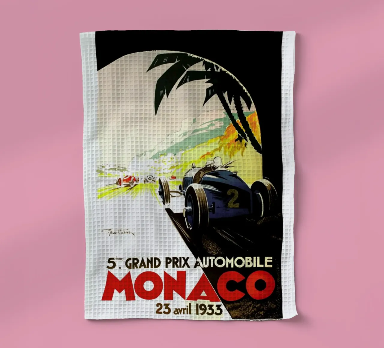 Vintage Monaco 23 April 1933 canovaccio da cucina da Gallery Print and Art Limited