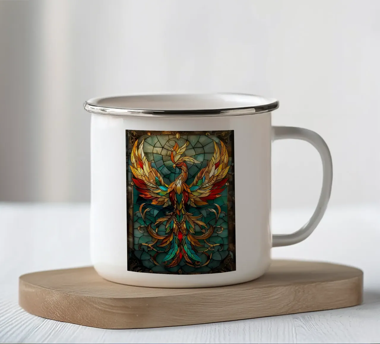 Uccello Fenice Kintsugi tazza in smalto da Ginnery